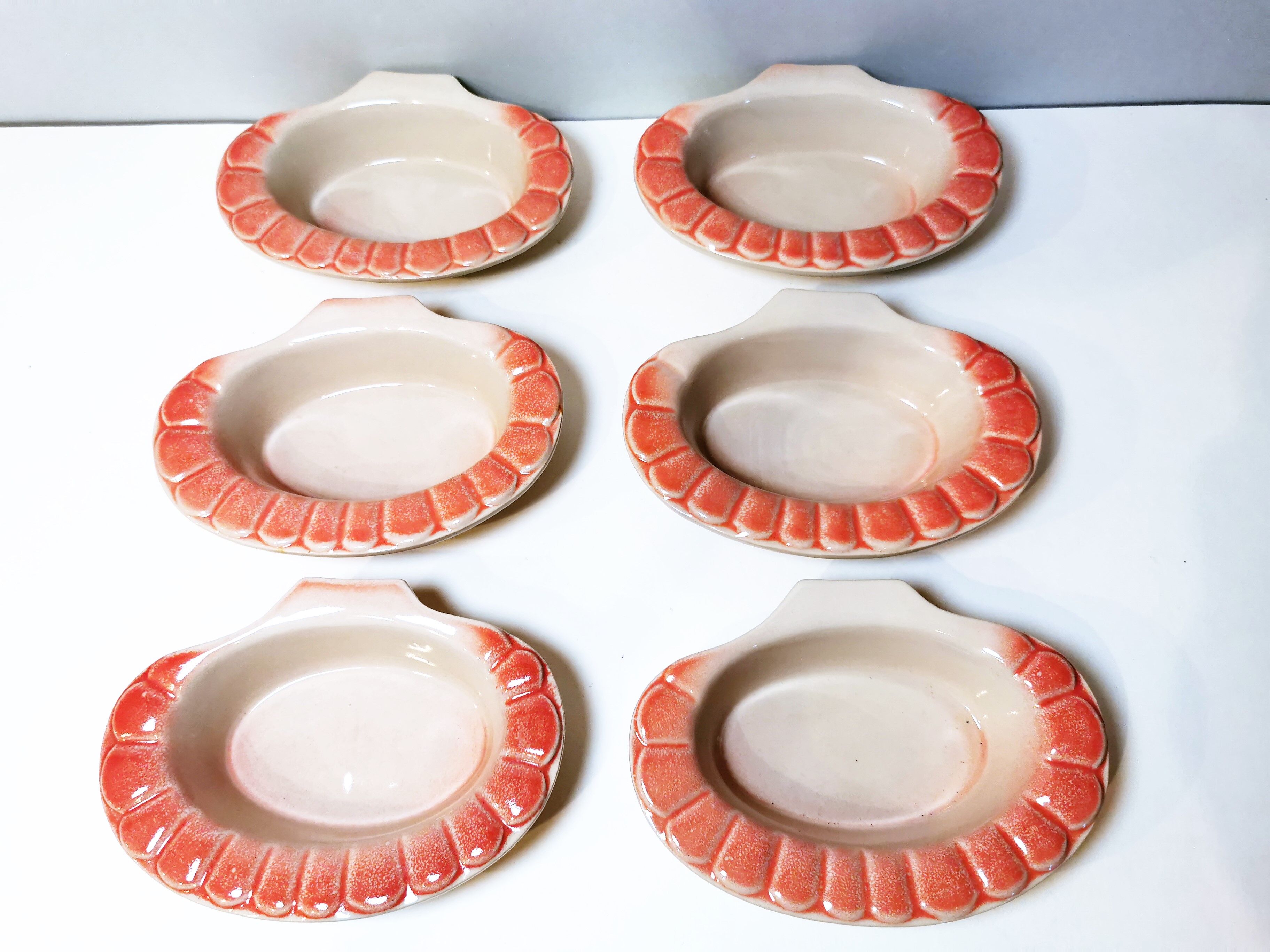 Vintage slip bowls in the shape of a crustacean