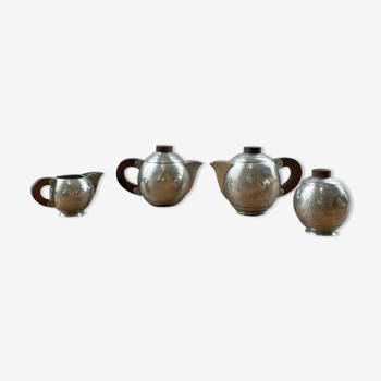 Art Deco pewter teapot set René Delavan