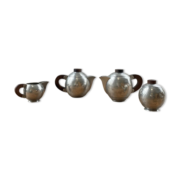 Set théière étain Art déco René Delavan