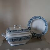 2 flat old plates (ø 25 cm) earthenware terre de fer creil montereau massena