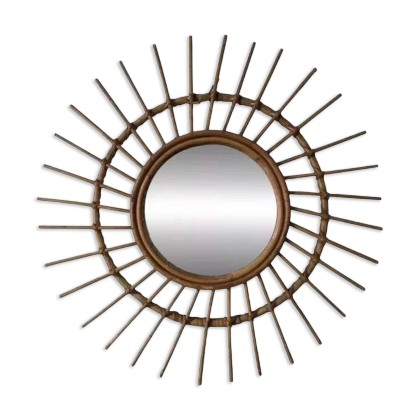 Miroir soleil en rotin vintage