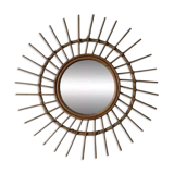 Miroir soleil en rotin vintage