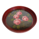 antique round wooden tray with rose decorations