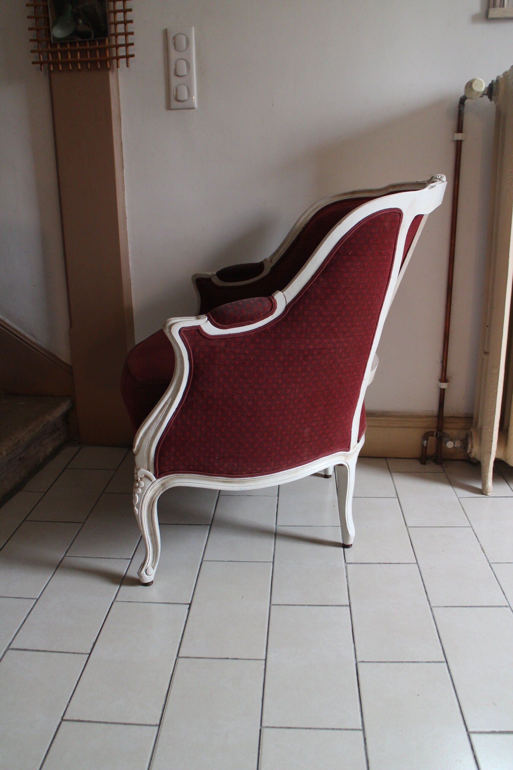 Louis XV style armchair patinated white