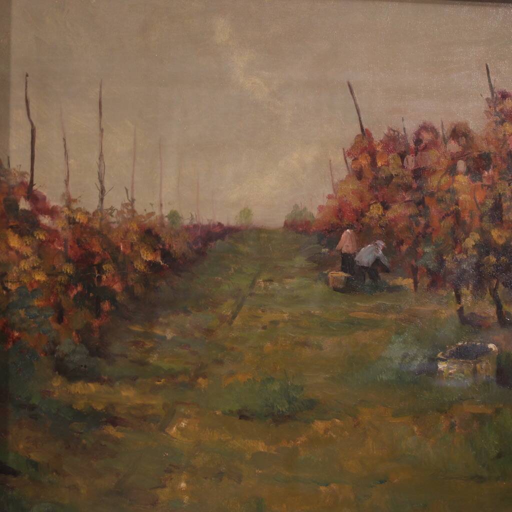 20th-century Italian landscape painting The Vineyard in Druento