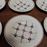 Set of six Badonviller soup plates with Normandy decor