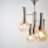 Vintage glass globe chandelier, 1970s