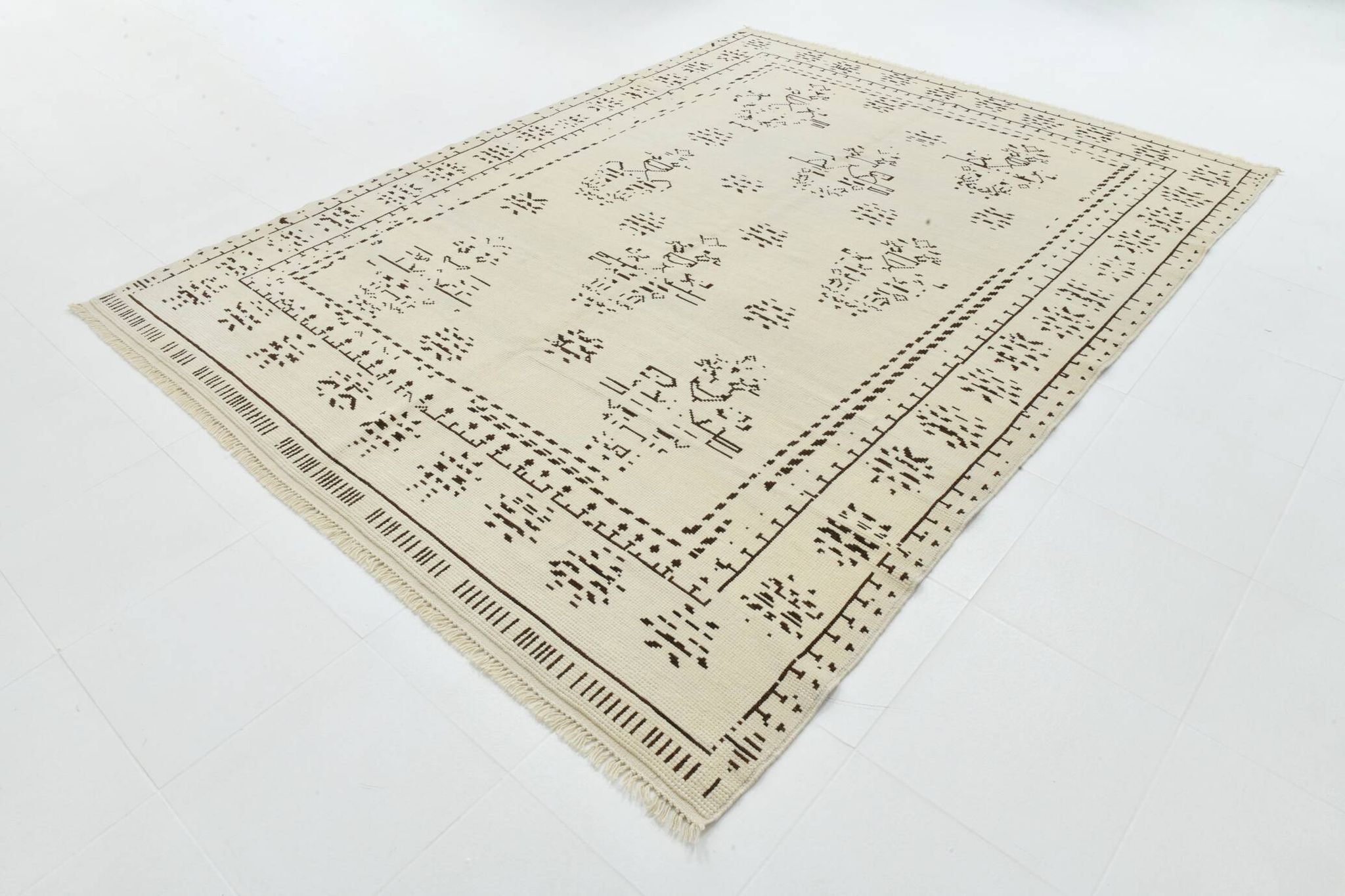 8x10 Beige & Dark Brown Modern Oushak Rug, 232x303Cm