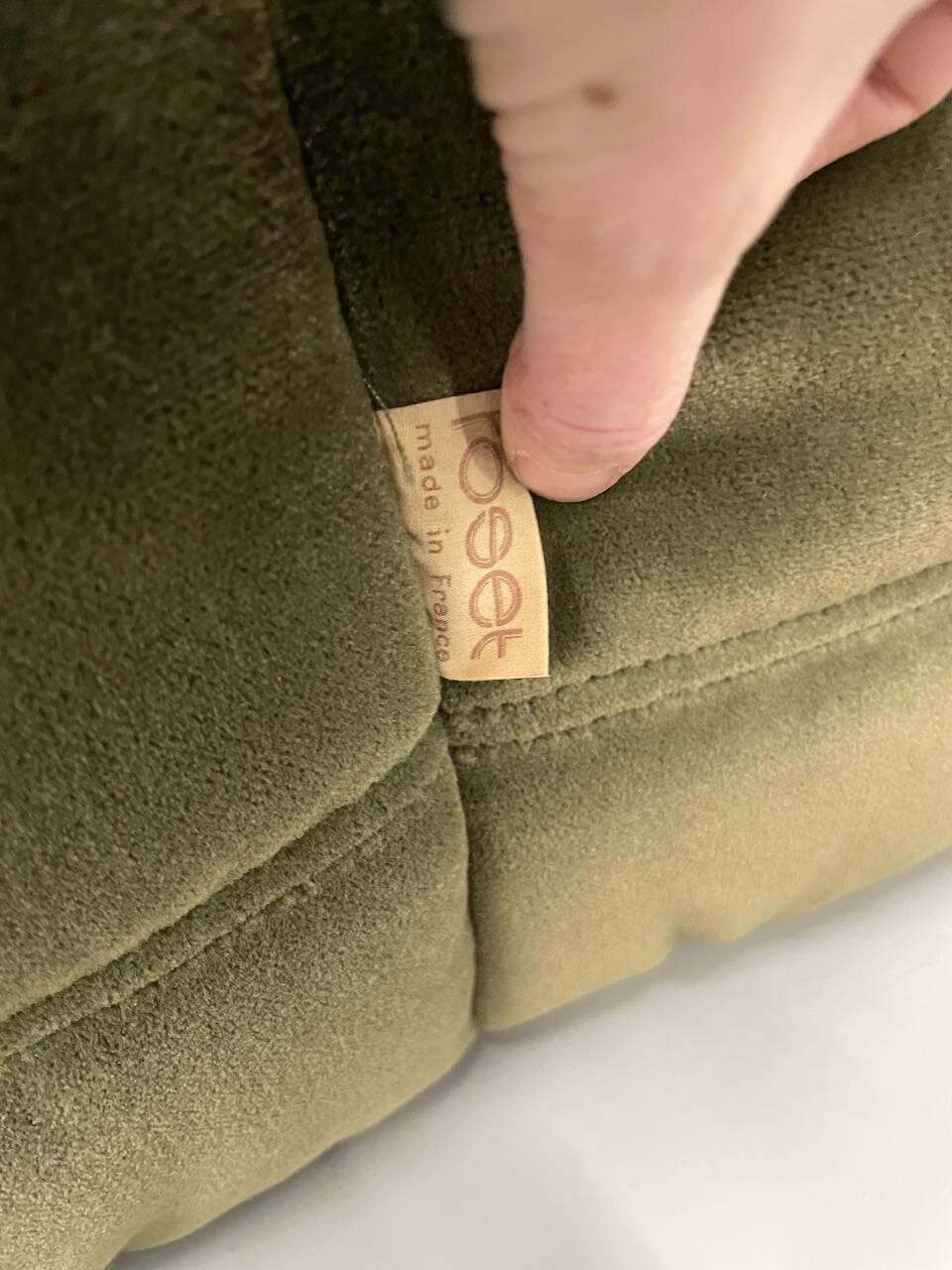 Vintage 2 and 3 seater green velvet togo set