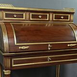 Small Mahogany Cylinder Desk, Louis XVI Style – Mid-19th Century