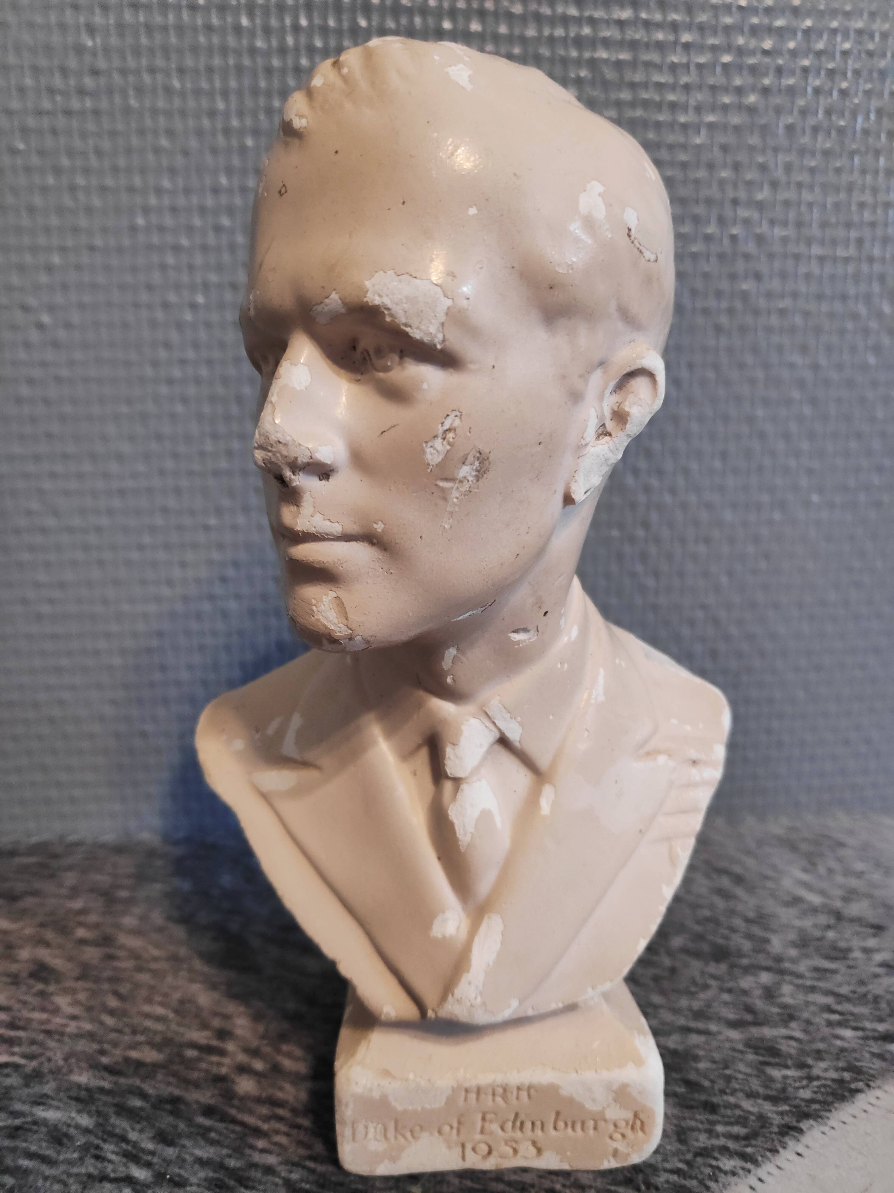 Bust of the Duke of Edinburgh in plaster from the 1950