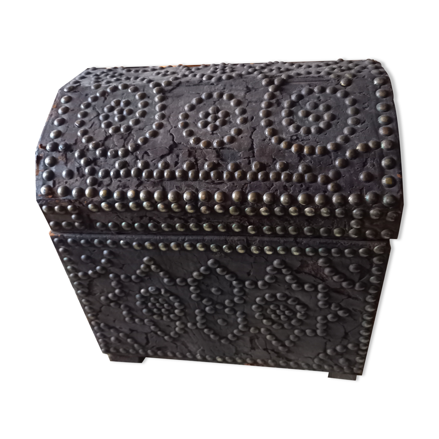 Old chest wood and studded leather