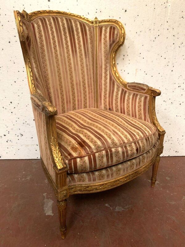 Bergère de style louis xvi en bois doré xx siècle