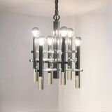 Large 70s Pendant Lamp in Chrome Metal and Perspex by Sciolari
