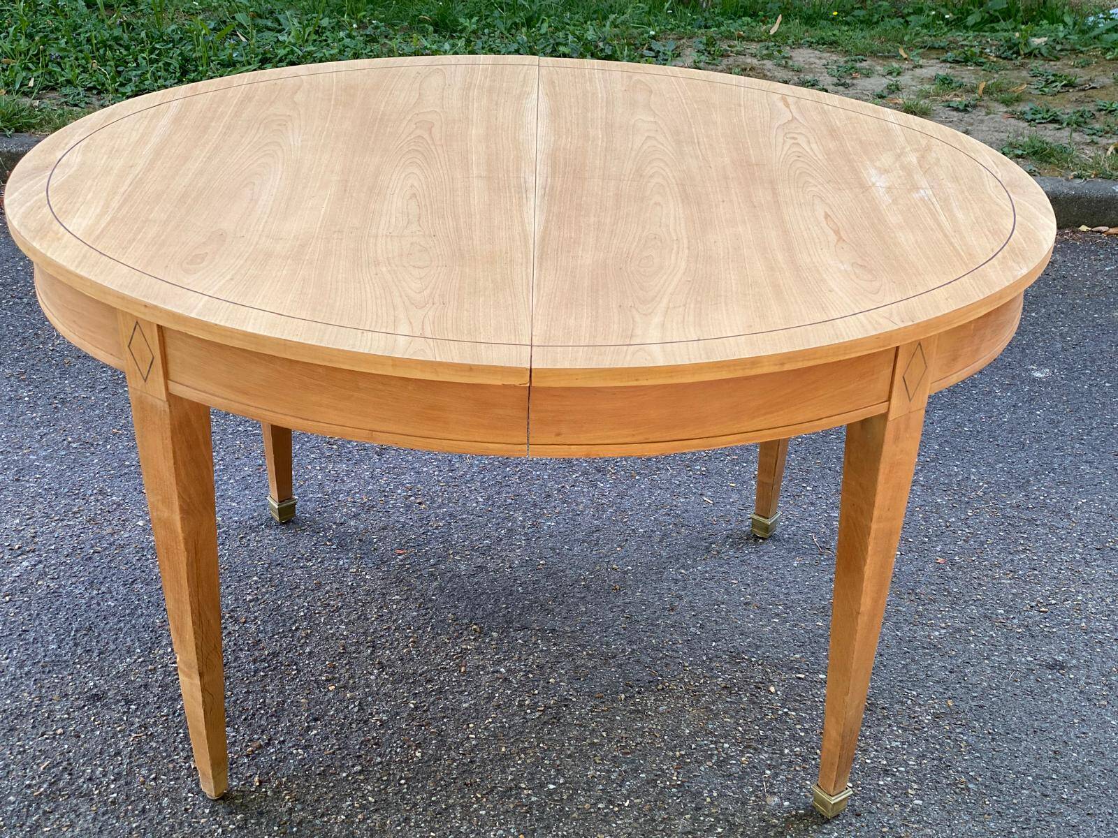 Louis XVI round extendable dining table renovated 160cm 19th century