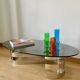 Smoked glass and chrome coffee table - Knut Hesterberg