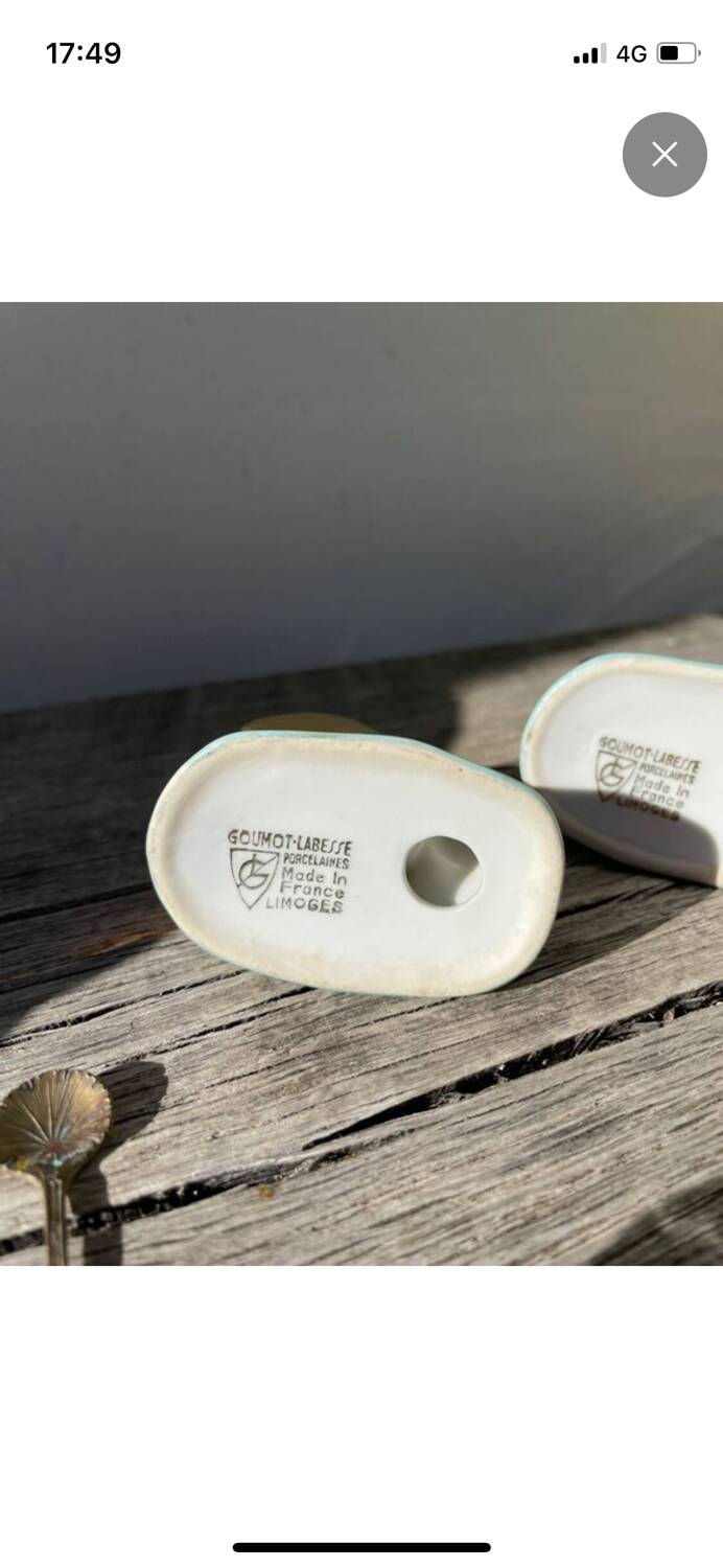 Limoges porcelain salt and pepper shakers with a bird motif