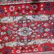 1920s handmade antique wool floral medallion rug, red, 87 × 151 cm - 1C1297