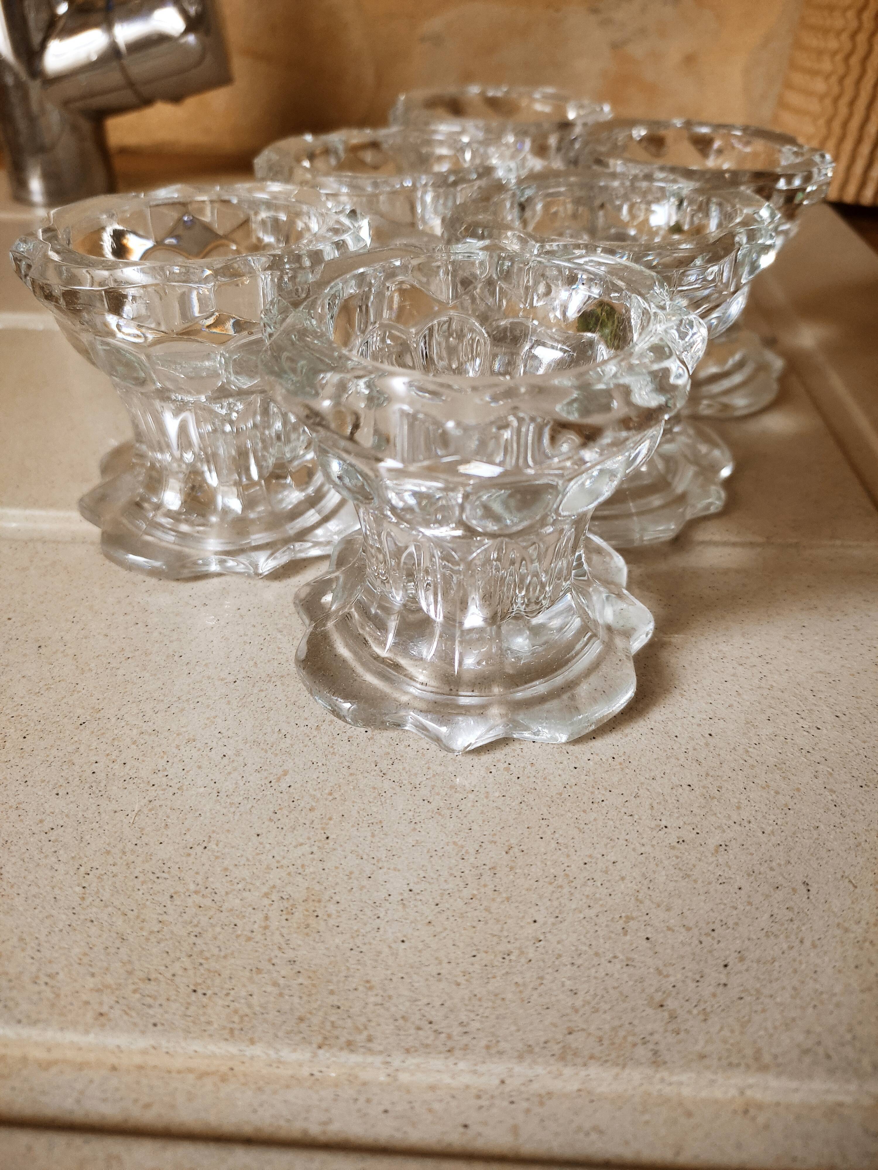 6 Reims glass candle holders