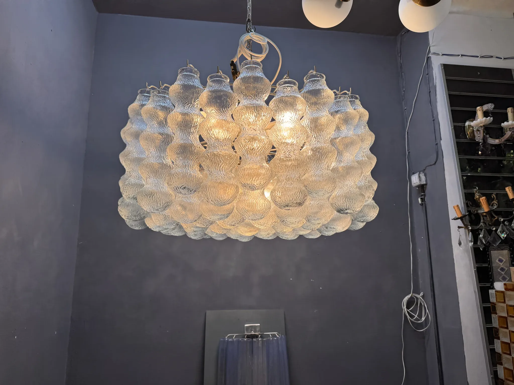 Large Murano Glass Bubble Chandelier 1980’s 11 Lights 