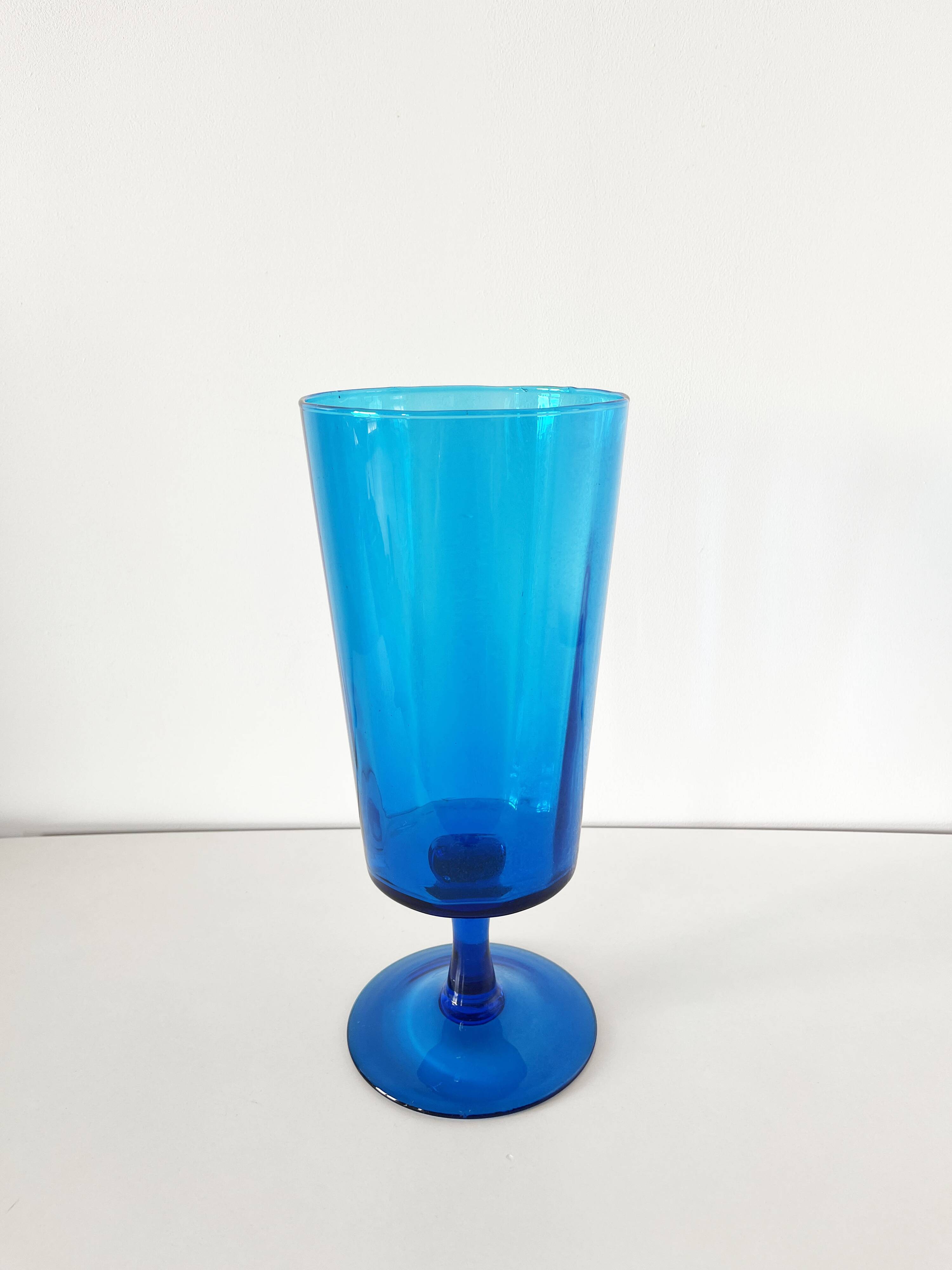 Blue pedestal vase - Italy Empoli 1960