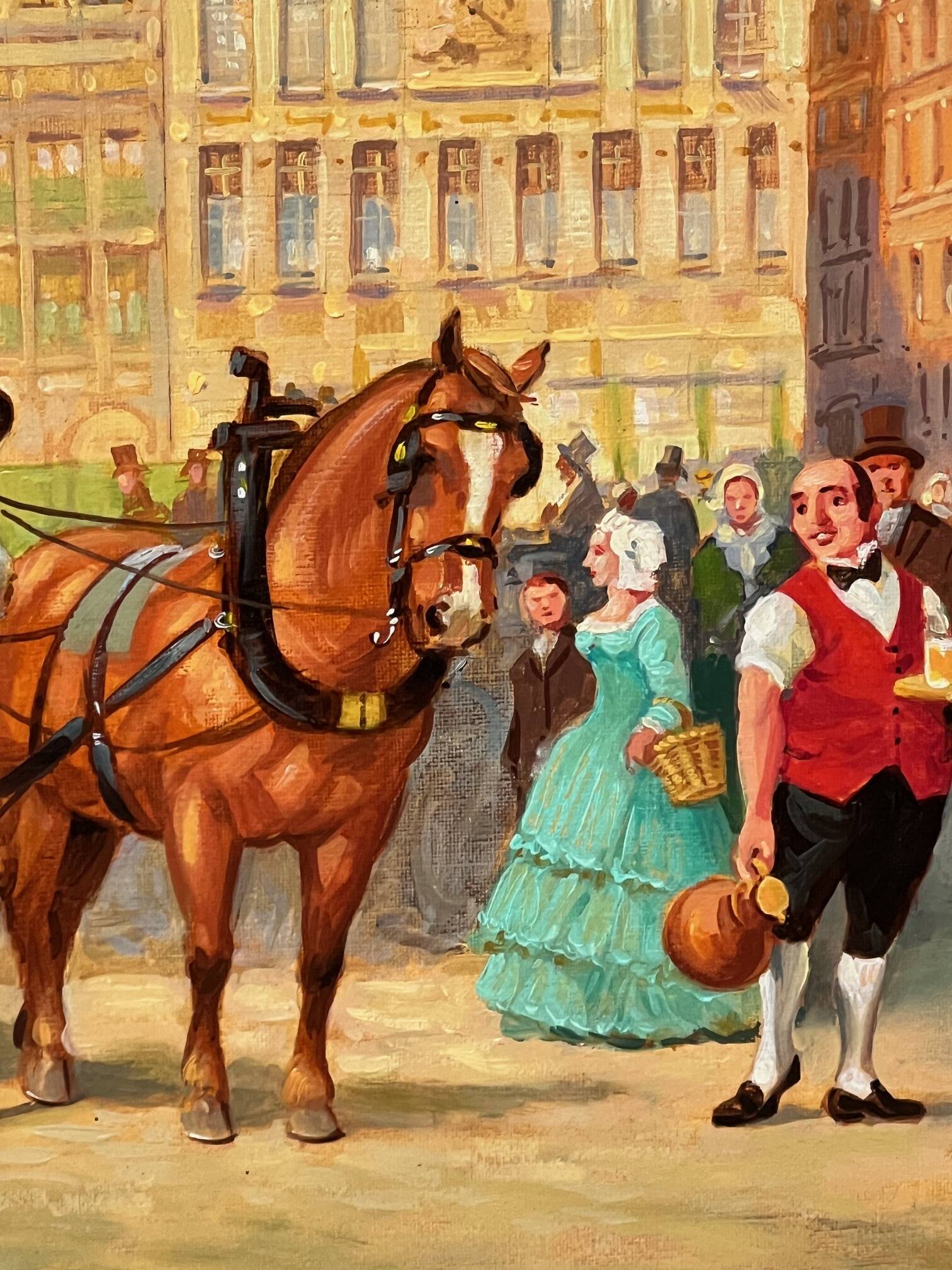 Peinture  "Promenade en ville".