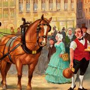 Peinture  "Promenade en ville".