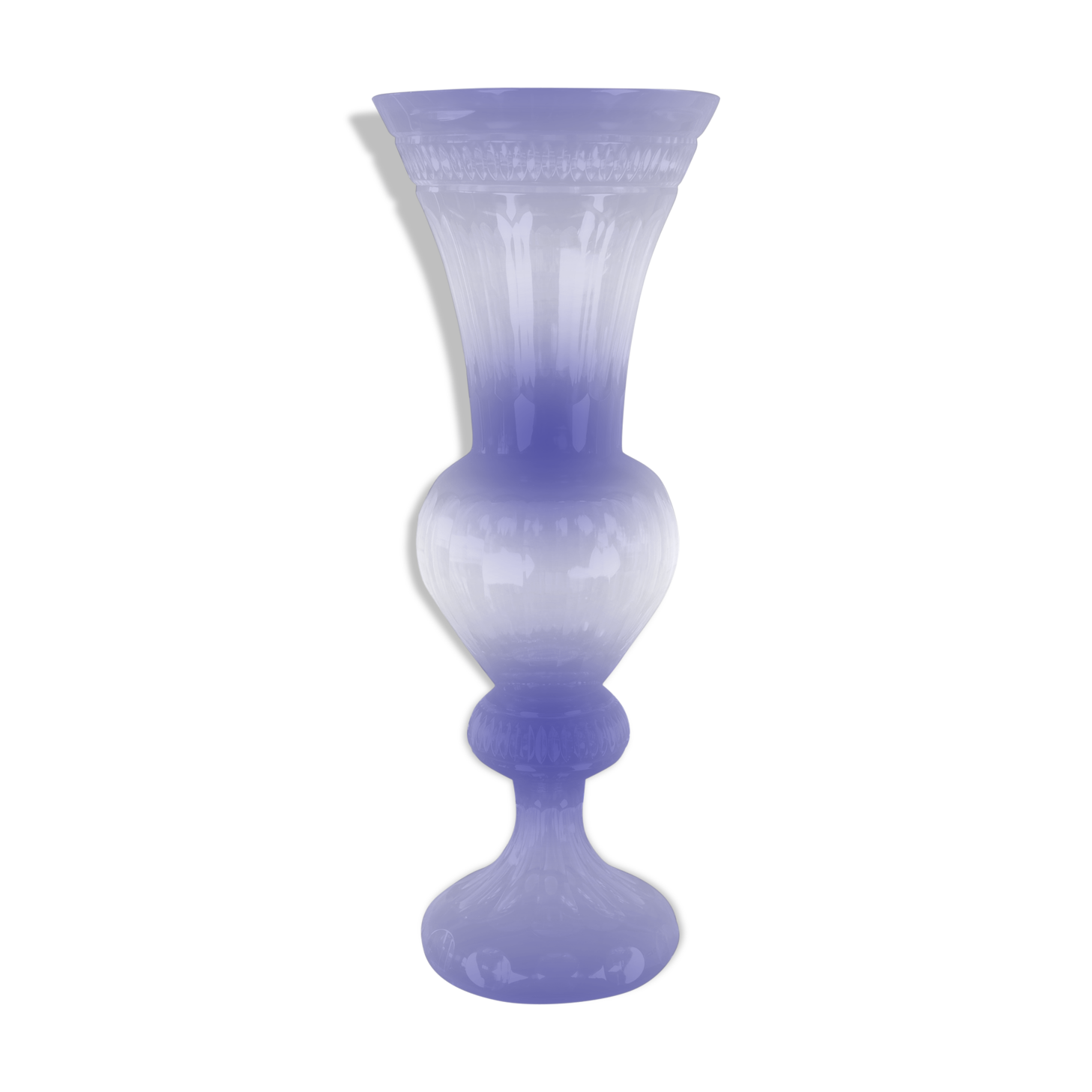 Cobalt blue carved crystal vase - Cristallerie de Lorraine