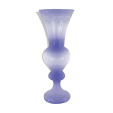 Cobalt blue carved crystal vase - Cristallerie de Lorraine
