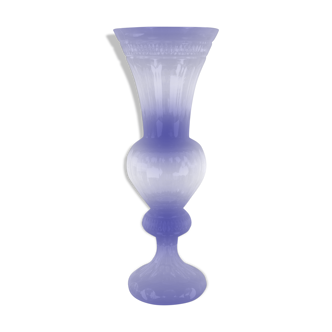 Cobalt blue carved crystal vase - Cristallerie de Lorraine