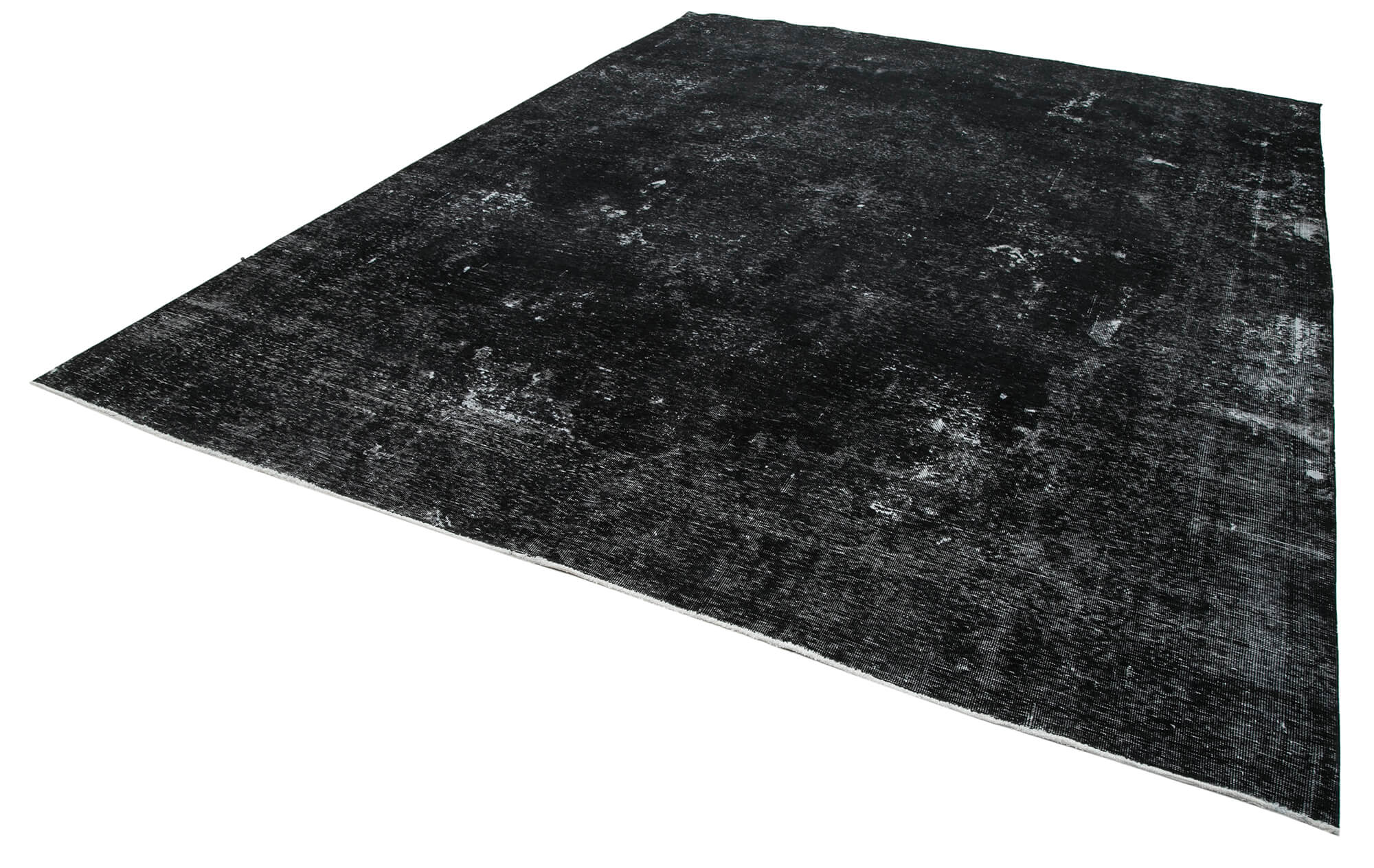 Handmade oriental overdyed 292 cm x 383 cm black wool carpet
