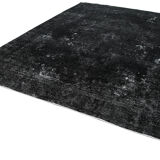 Handmade oriental overdyed 292 cm x 383 cm black wool carpet