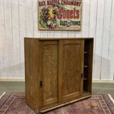 1930s English fir sideboard with sliding doors