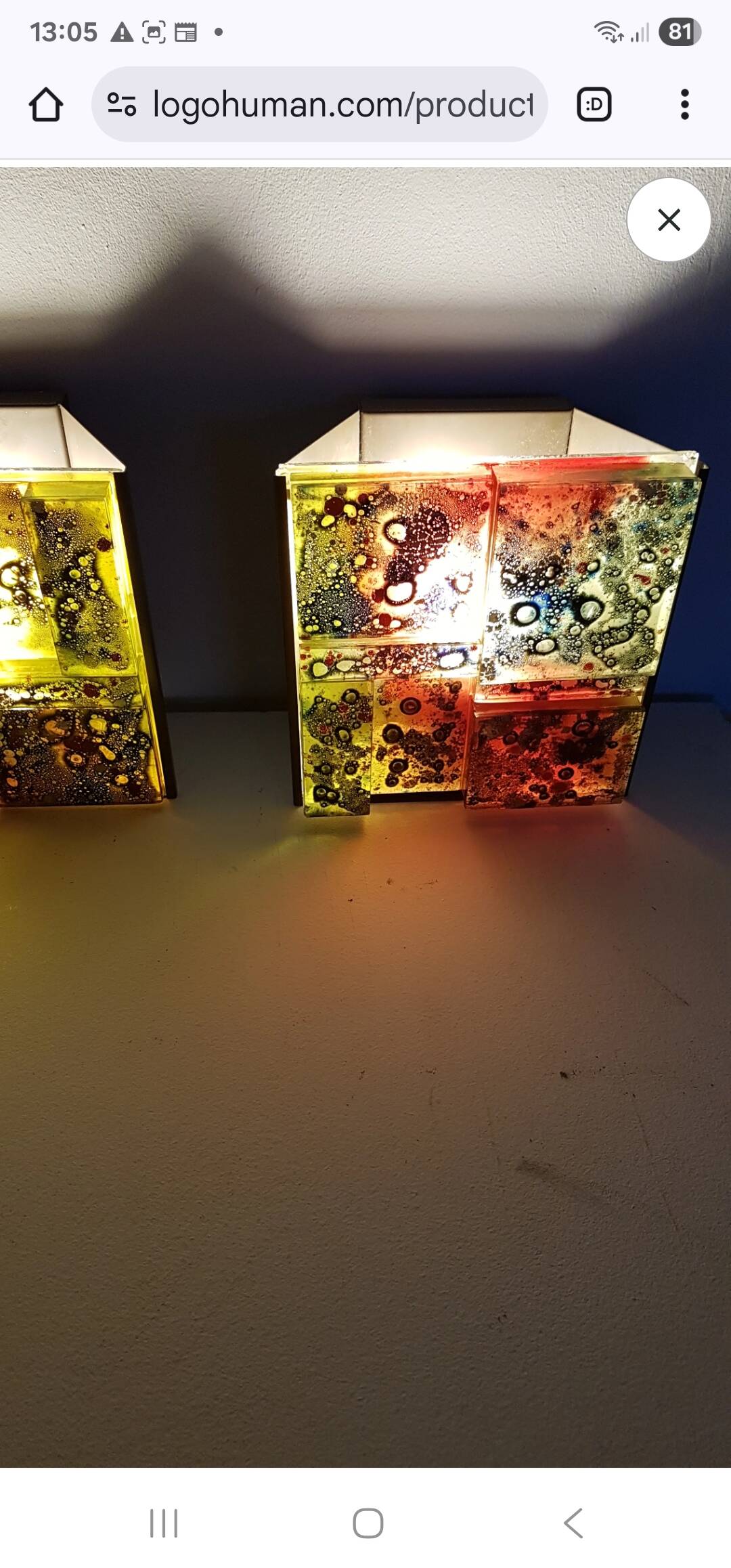 3 x Raak coloured glass wall sconces lamps Willem van Oyen