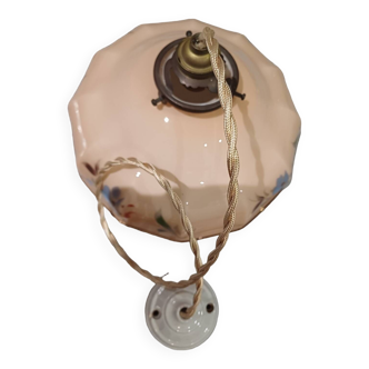 Suspension in pink opaline painted art deco