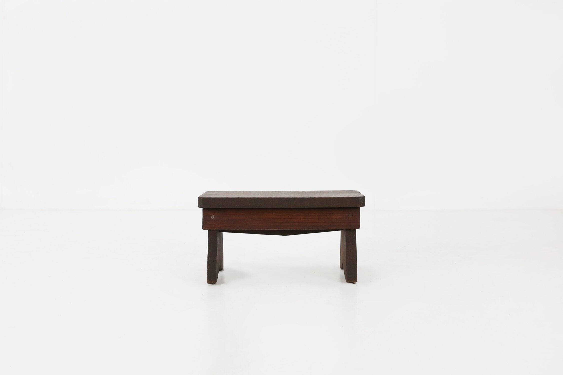 Rustic Wooden Stool with Exceptional Patina, Belgium 1880s