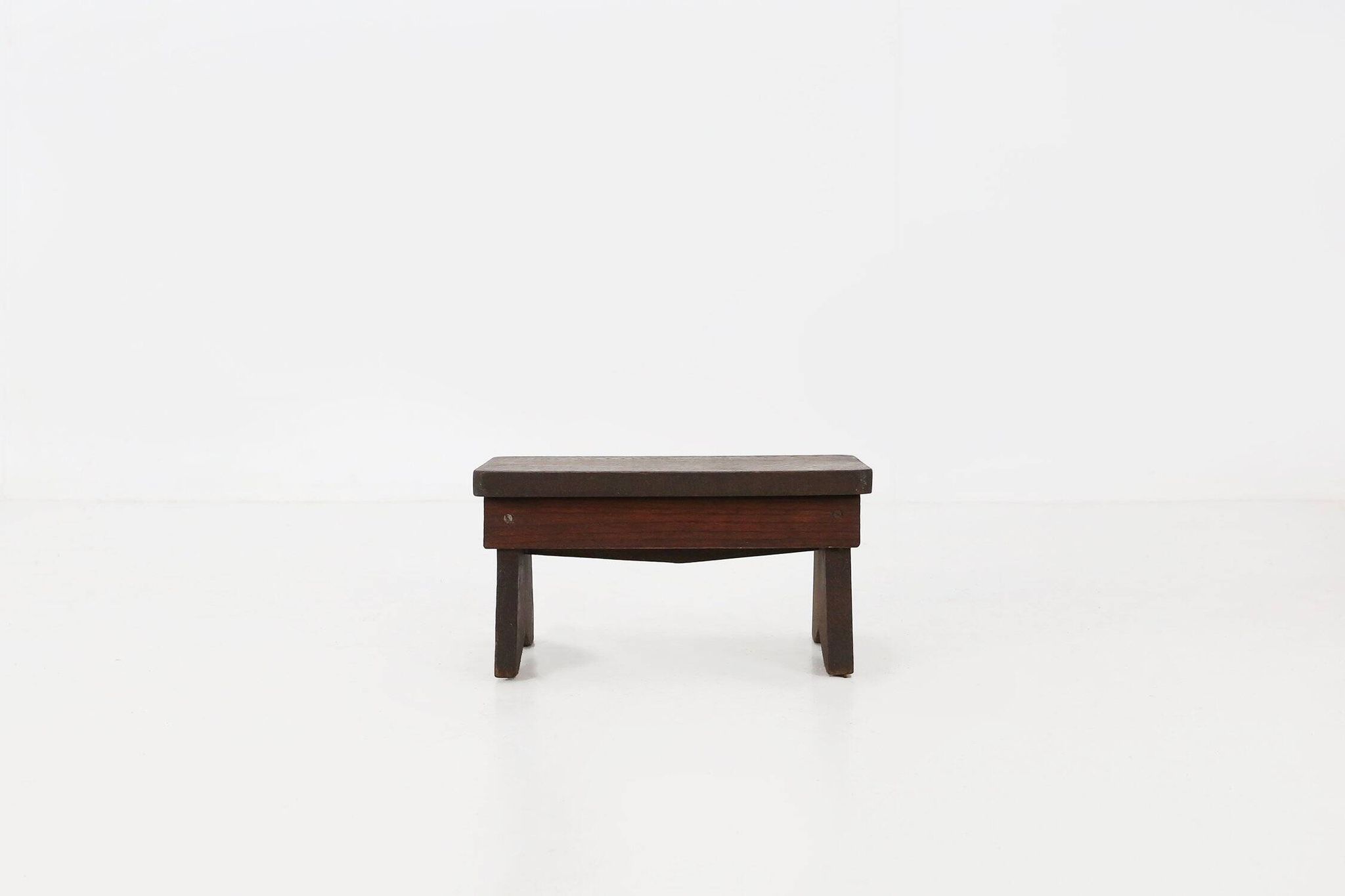 Rustic Wooden Stool with Exceptional Patina, Belgium 1880s