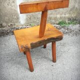 Set of four brutalist chairs and a bench, France, 1960s