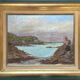 Huile sur carton "Bord de mer", École anglaise fin 19ème s.
