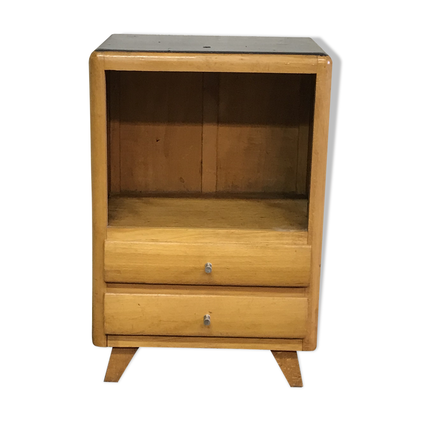 Scandinavian bedside wooden blond & compass feet