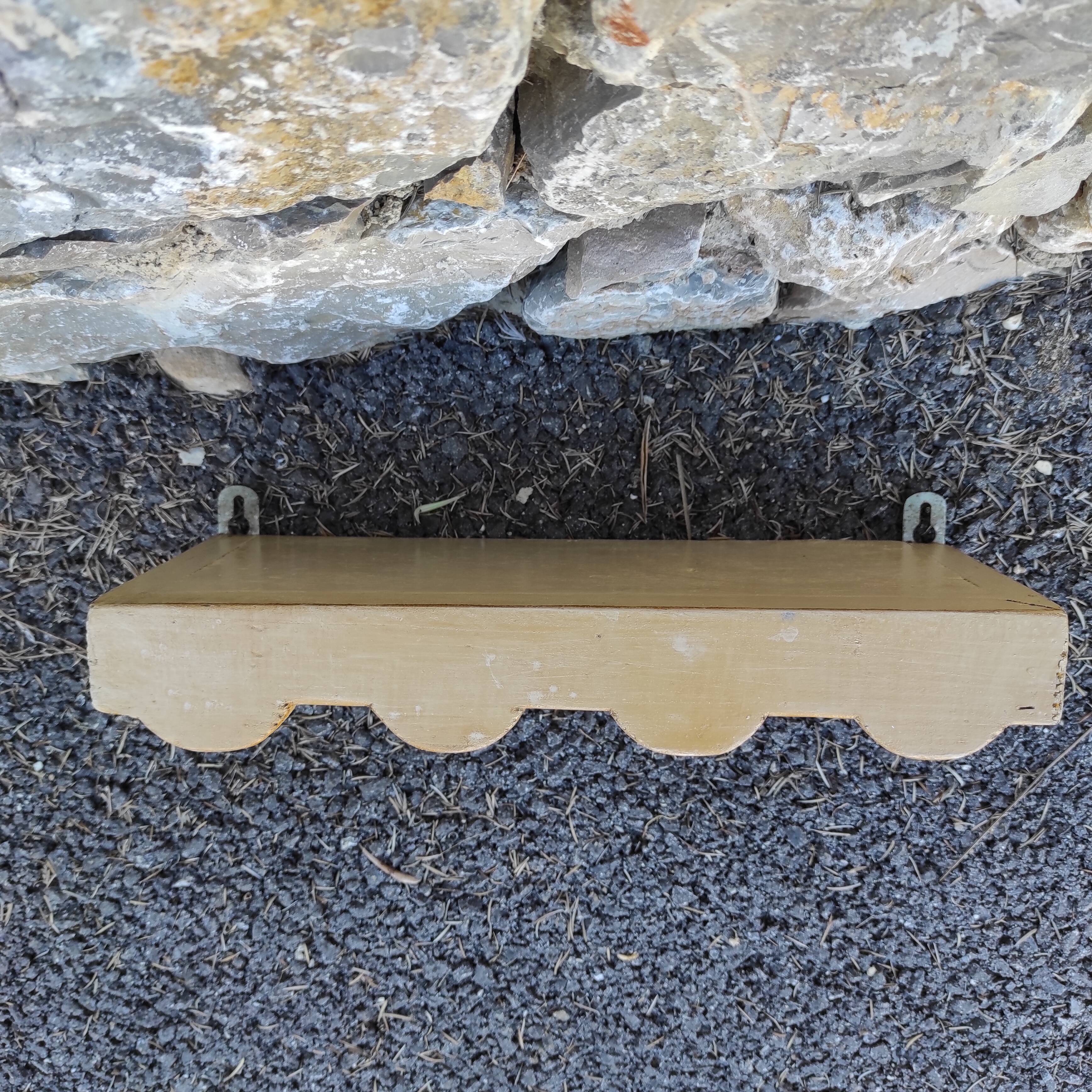 wooden wall shelf with two tea towel hangs