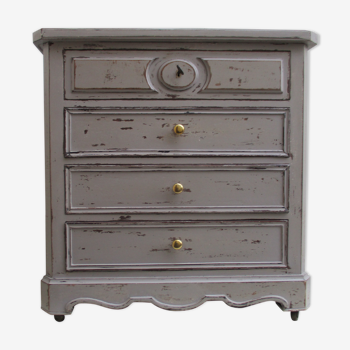 Commode 19ème siècle gris patiné vieilli