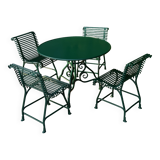 Garden furniture - 4 Arras chairs, 1 Arras round table - Dark green