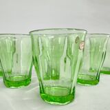 Ensemble de 6 verres en verre d'uranium en cristal de Bohême, années 1970