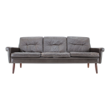 1970s Danish 3-seater sofa in dark brown leather