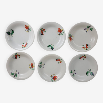 6 Vintage Luneville earthenware soup plates