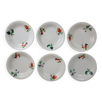 6 Vintage Luneville earthenware soup plates