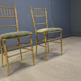 Pair of brass faux bamboo chairs, 1960s