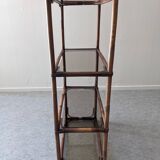 Bamboo and smoked glass shelf from the 60s and 70s