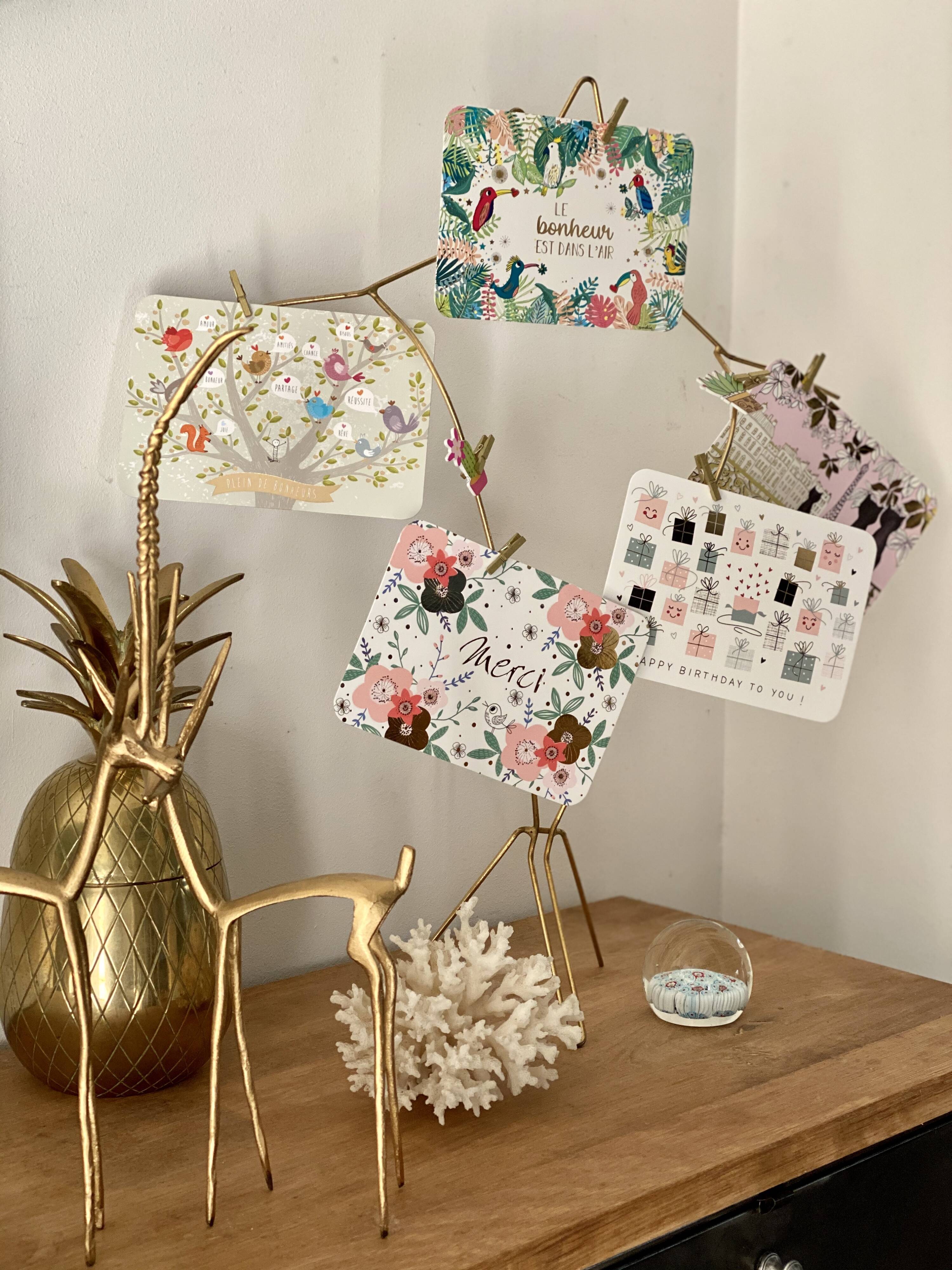 Golden postcard display